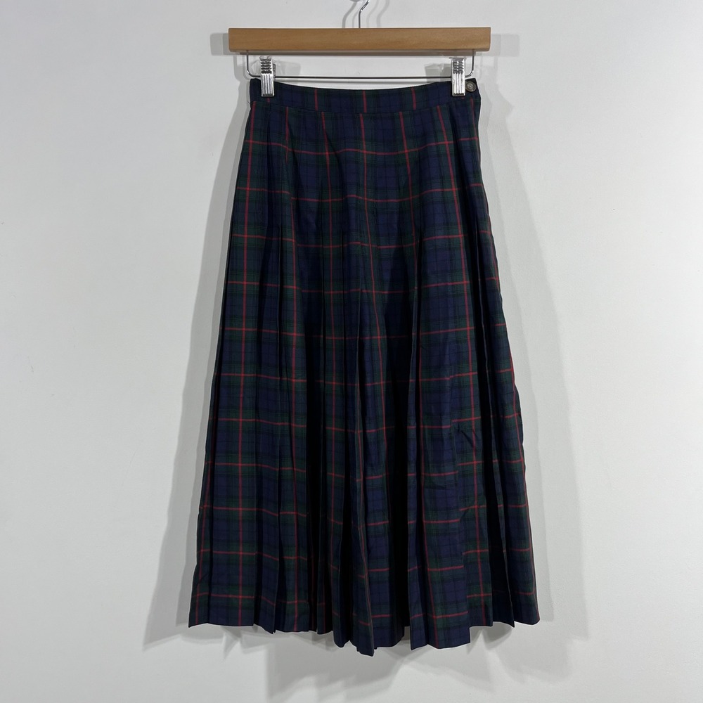 Vintage 90s Gap Heritage Plaid Pleated Midi Skirt Size 2 Old Money Academia Chic